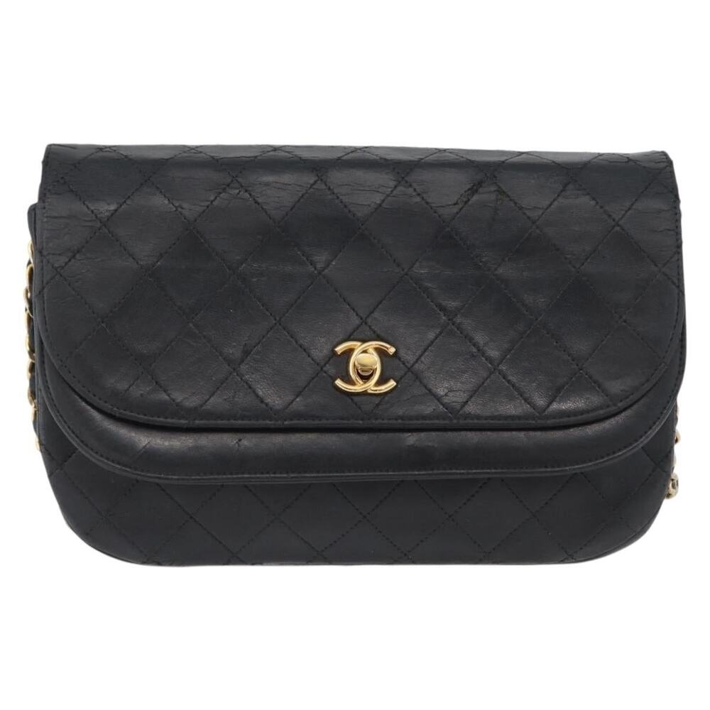 Chanel Matelasse Lambskin Chain Shoulder Bag Black